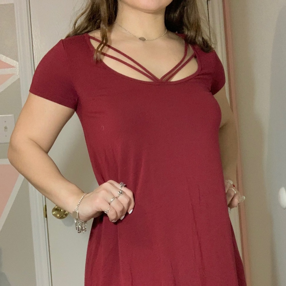 Burgundy flowy dress